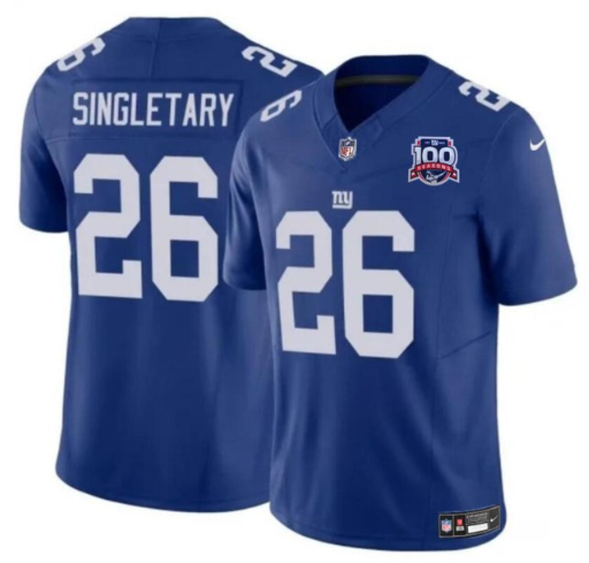 New York Giants 26 Devin Singletary Blue 2024 F.U.S.E. 100TH Season